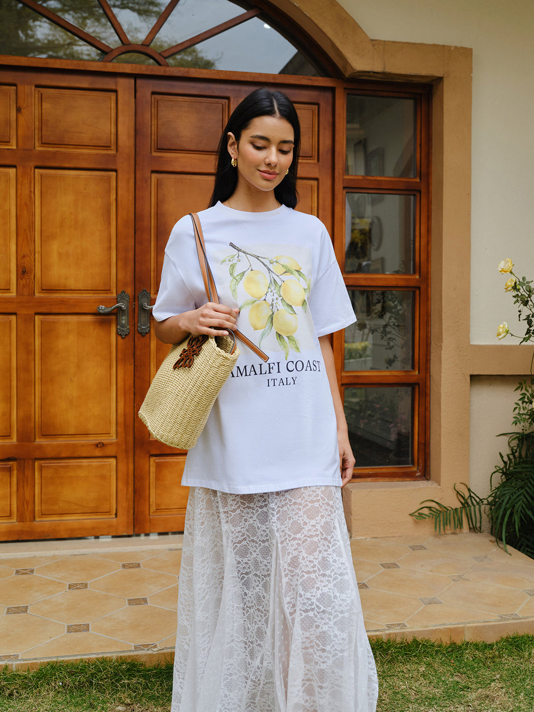 Cotton Print Oversized T-Shirt  Liora Lane Boutique T-Shirts
