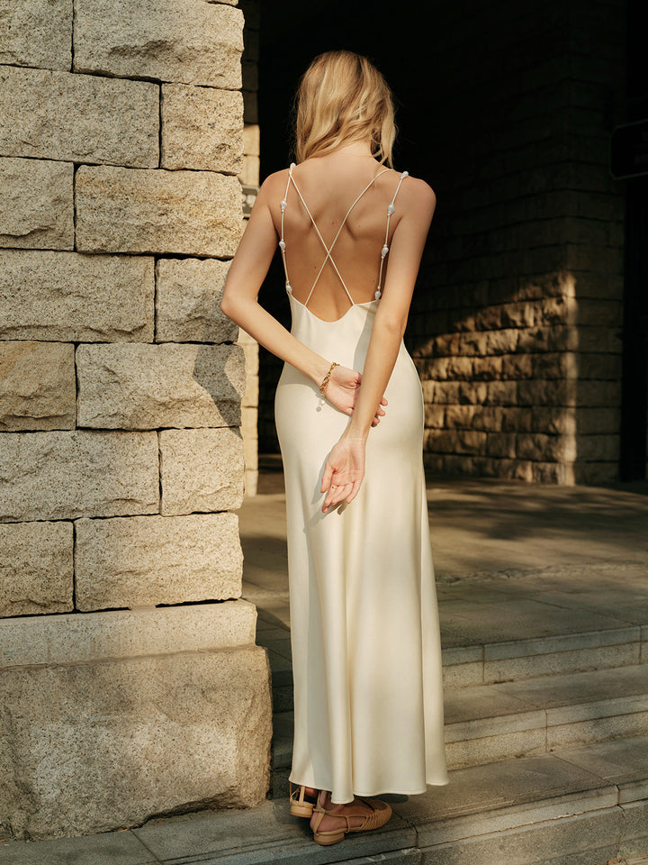 Satin Backless Slip Dress  Liora Lane Boutique Dresses