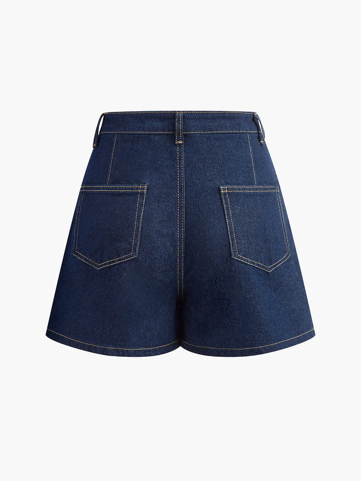 Denim Pocket Detail Shorts Set  Liora Lane Boutique Short Sets