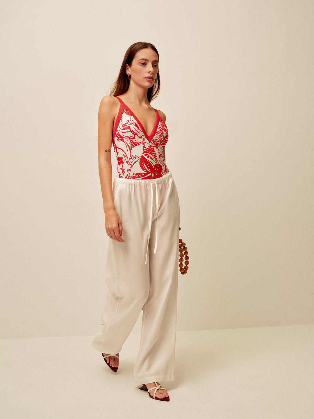 Tropical Print V-Neck One-Piece Swimsuit  Liora Lane Boutique One-Pieces