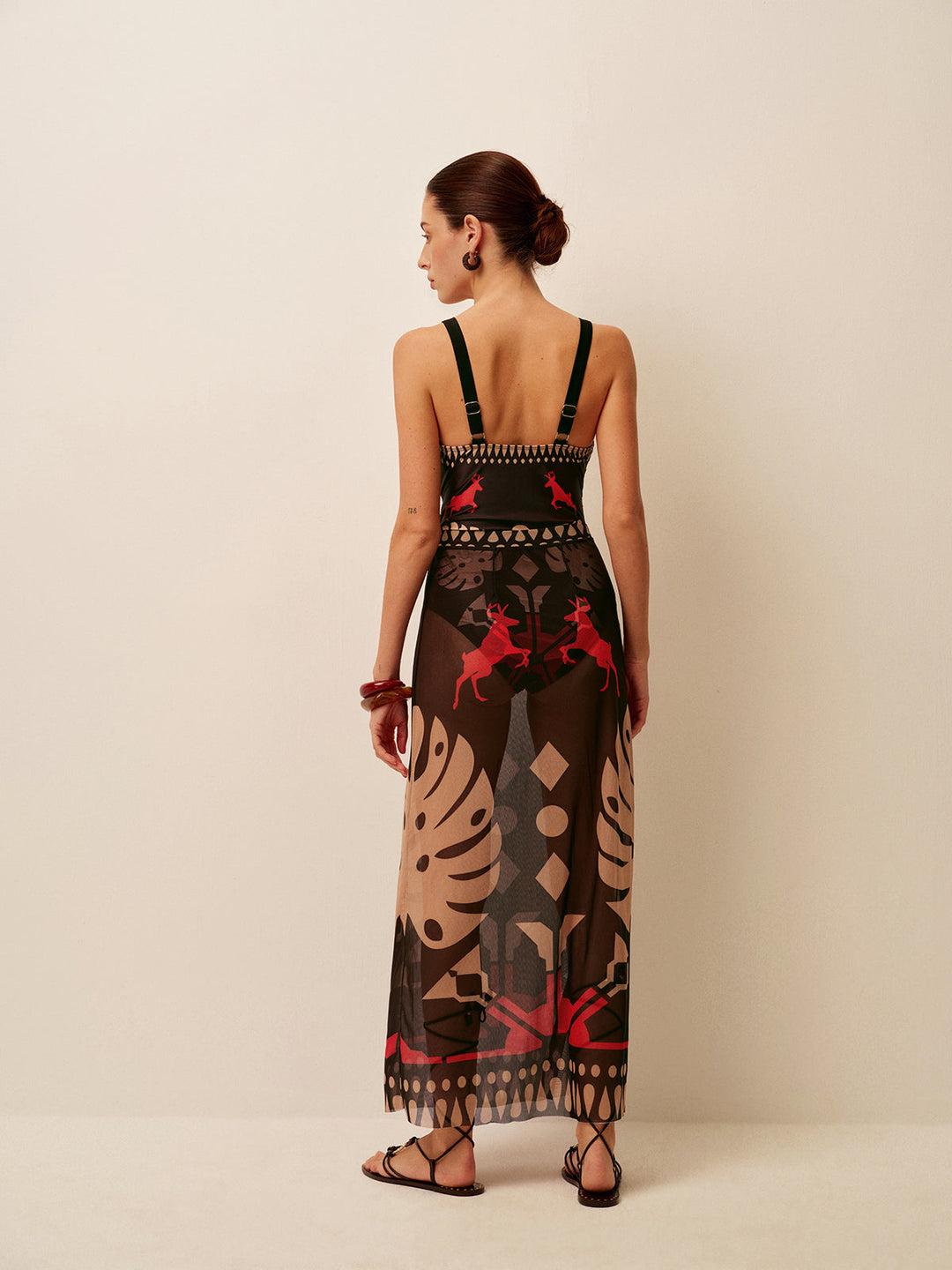 Sheer Printed Sarong Skirt  Liora Lane Boutique Kimonos & Cover Ups