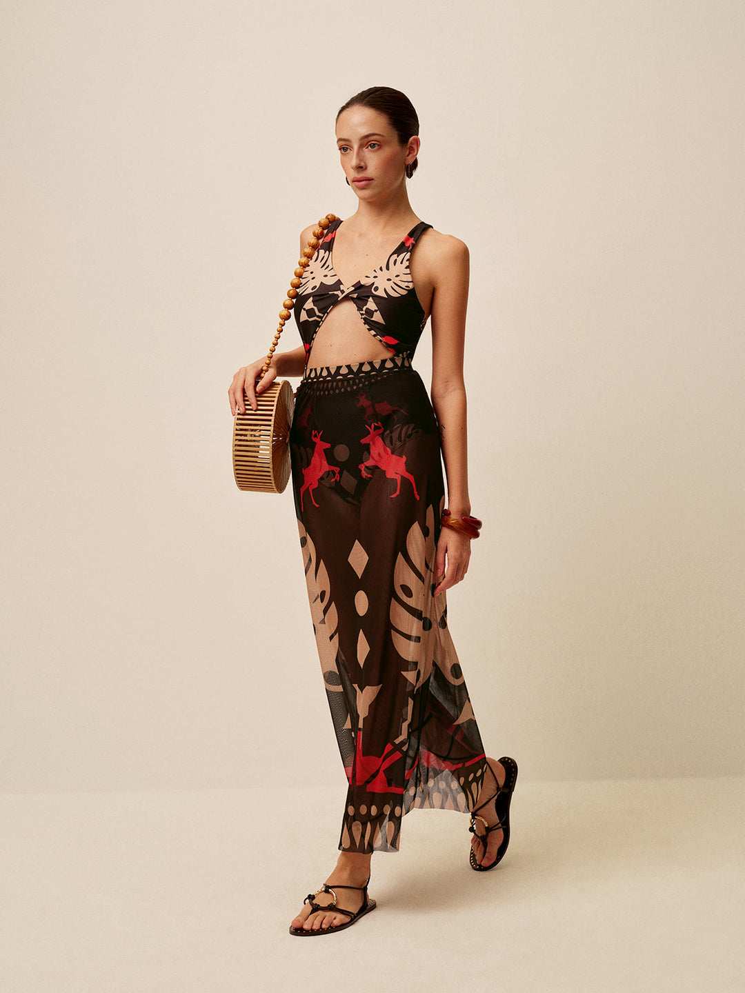 Sheer Printed Sarong Skirt  Liora Lane Boutique Kimonos & Cover Ups
