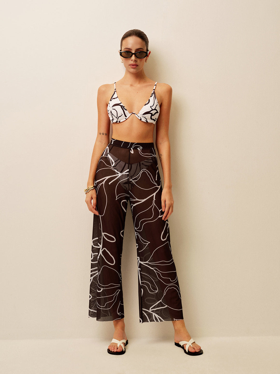 Sheer Printed Wide-Leg Cover-Up Pants  Liora Lane Boutique Kimonos & Cover Ups