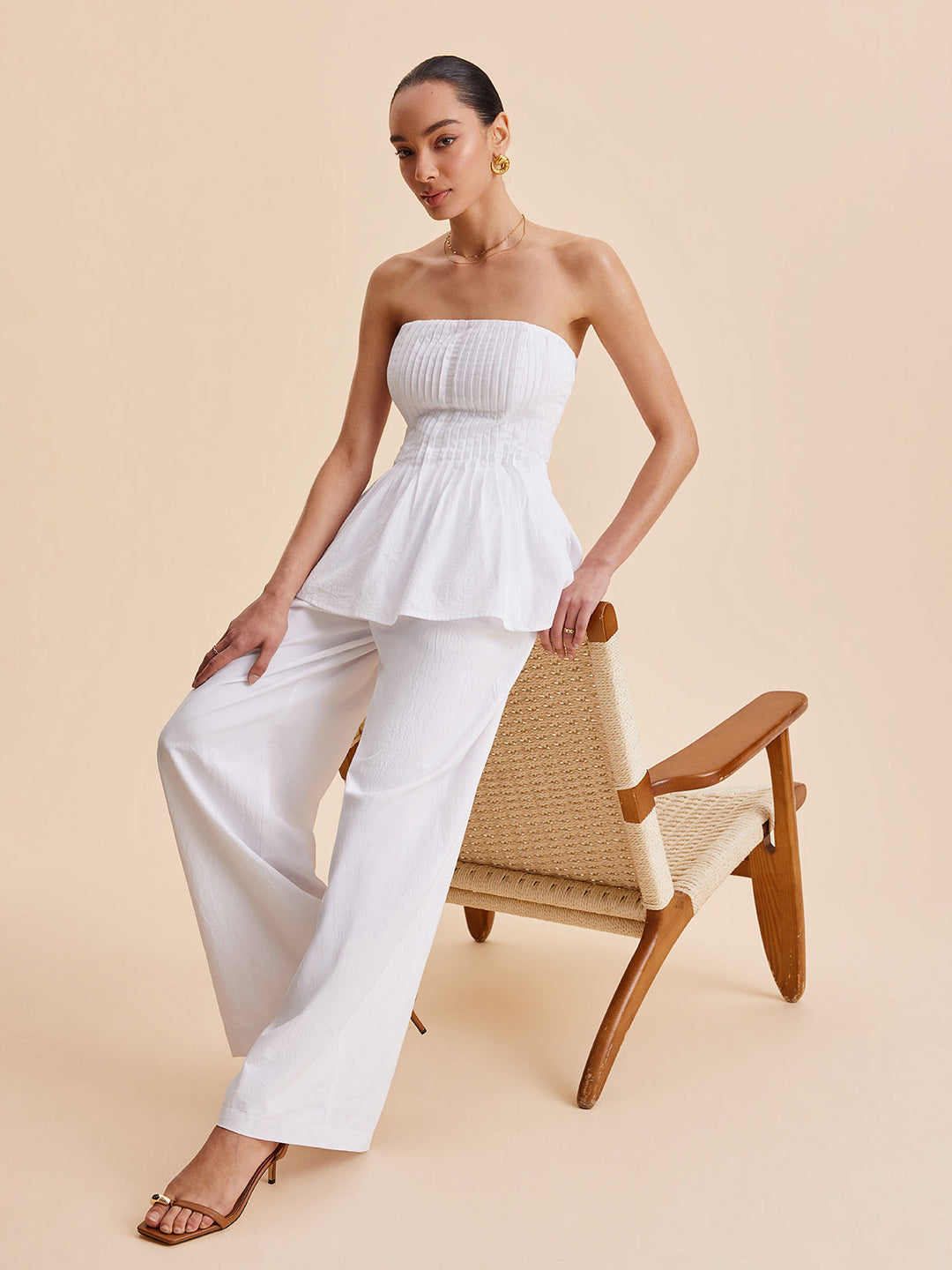 Cotton Mid-Waist Wide-Leg Pants With Pockets  Liora Lane Boutique Pants