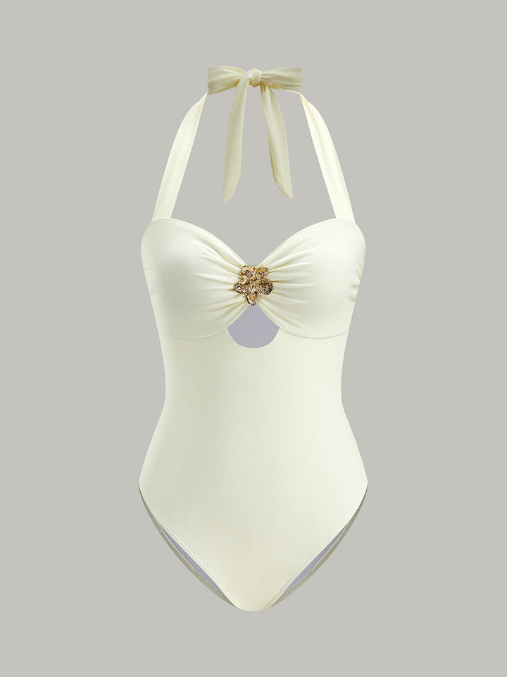 Bow Tie Halter One-Piece Swimsuit  Liora Lane Boutique One-Pieces