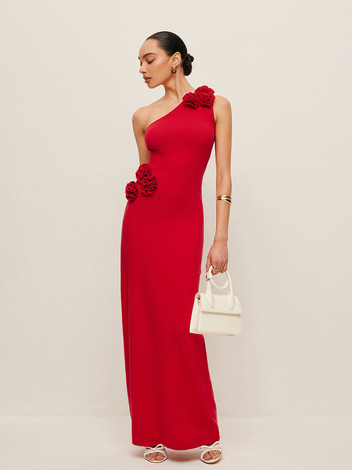 One-Shoulder Floral Accent Dress  Liora Lane Boutique Sweater Dresses