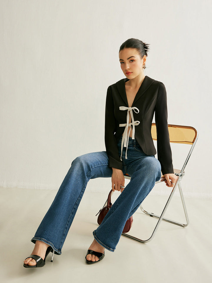 V-Neck Tie Front Blazer  Liora Lane Boutique Blazers