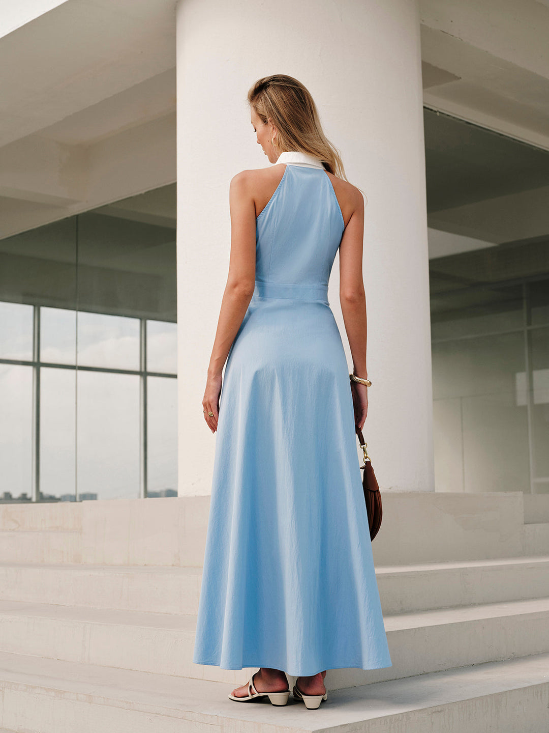 Button Sleeveless Collar Dress  Liora Lane Boutique Dresses