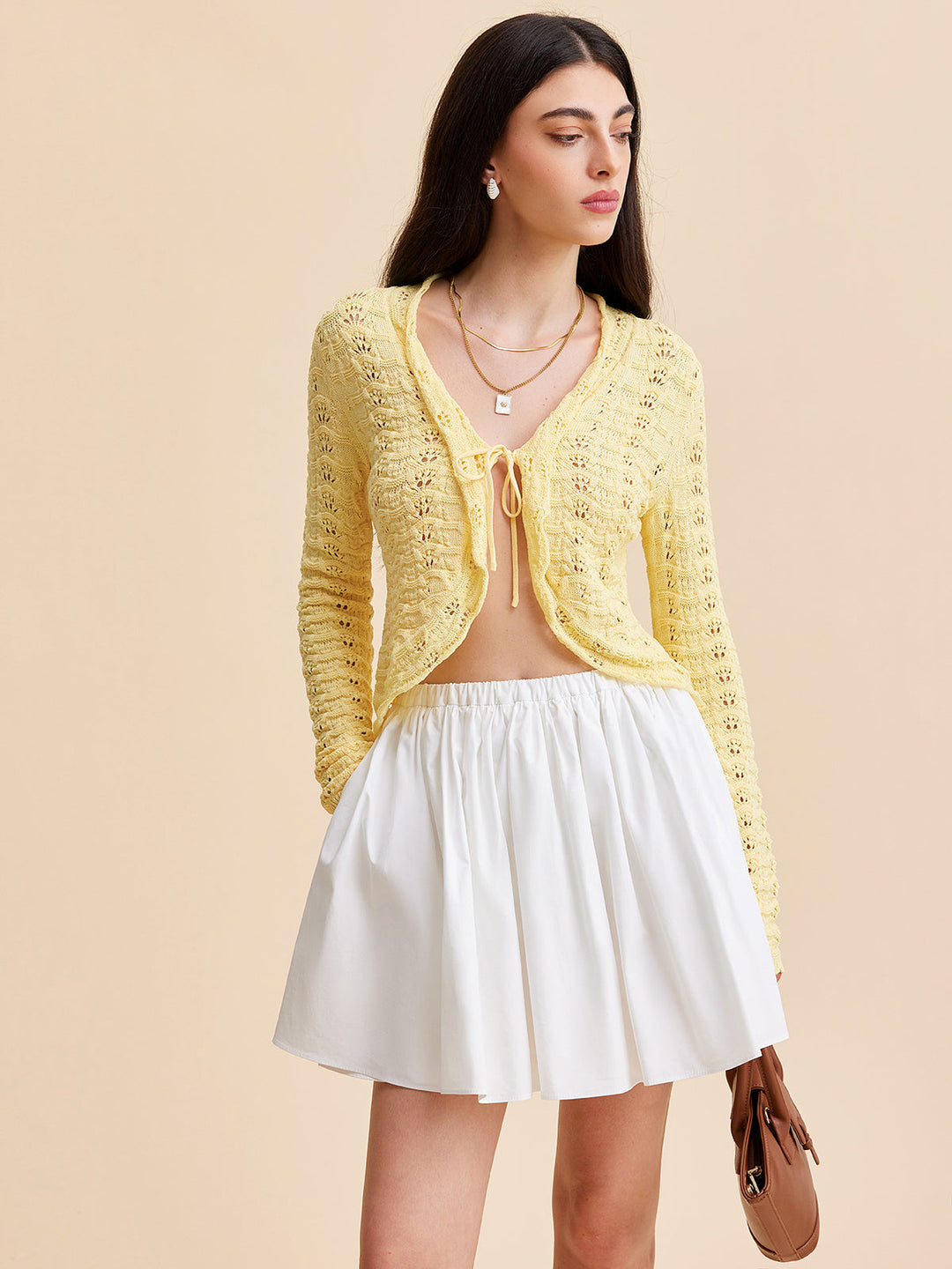 Tie-Front Crochet Knit Cardigan  Liora Lane Boutique Cardigans