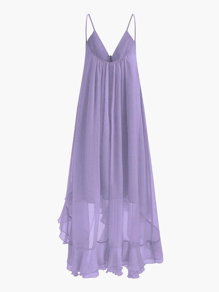 Semi-Sheer Chiffon Layered Dress With Cloak  Liora Lane Boutique Dresses