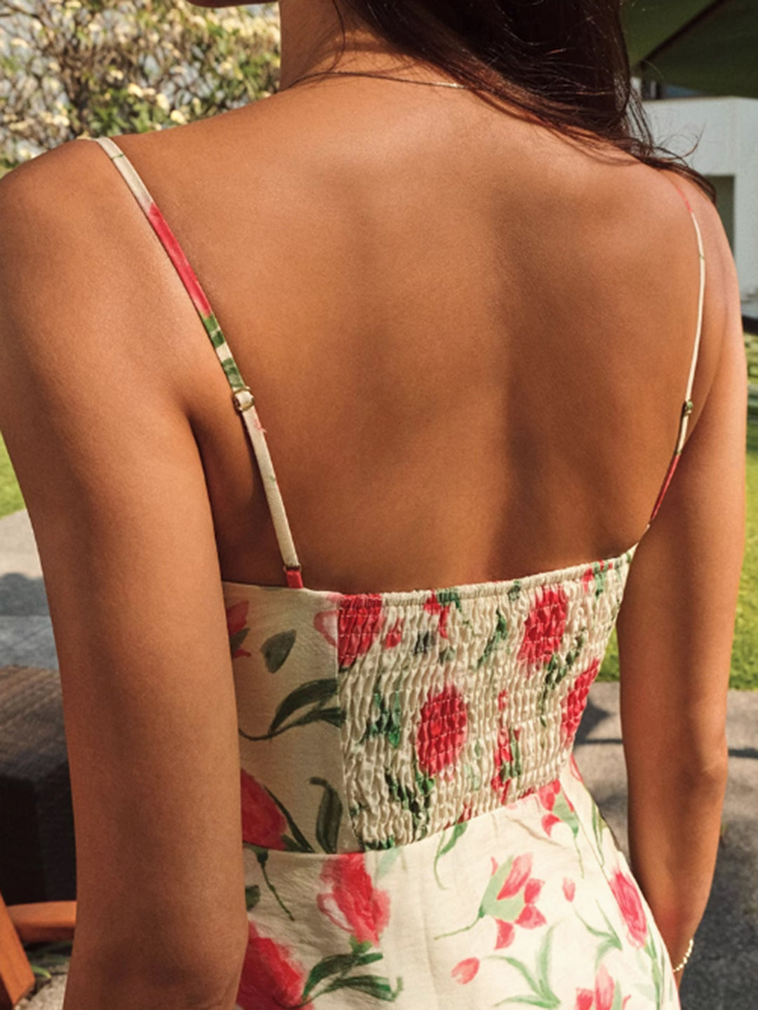 Floral Ruched Button Detail Dress  Liora Lane Boutique Dresses