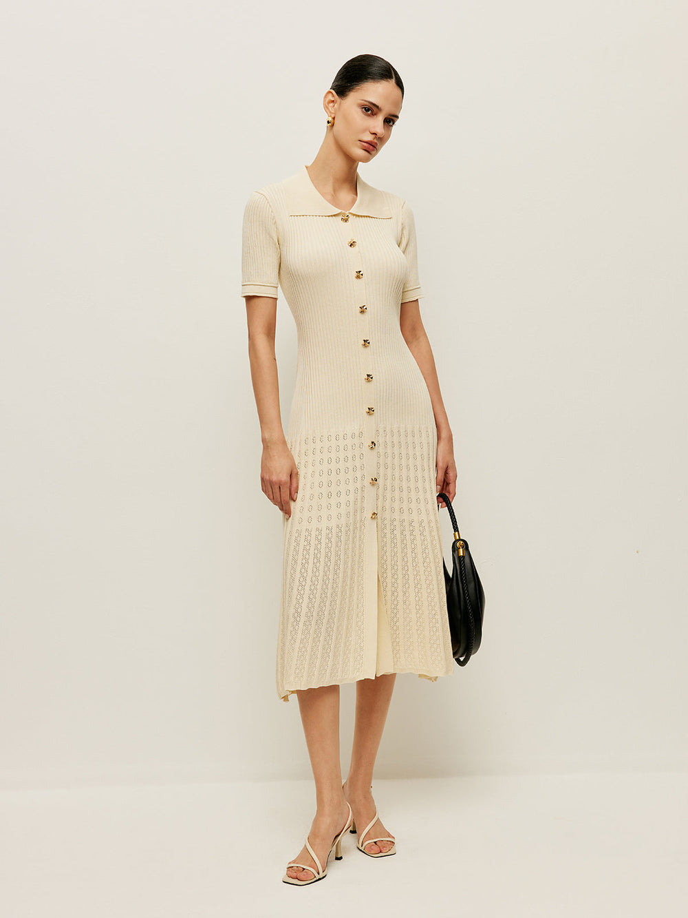 Knit Hollow Buttoned Polo Dress  Liora Lane Boutique Knit Dresses