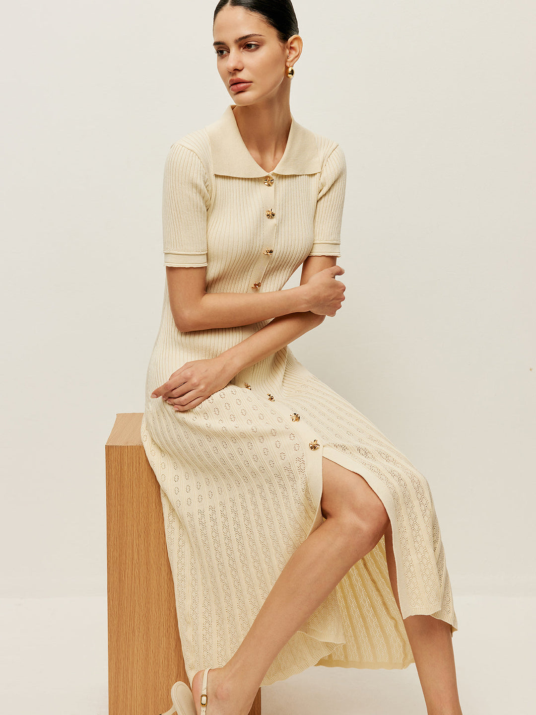 Knit Hollow Buttoned Polo Dress  Liora Lane Boutique Knit Dresses