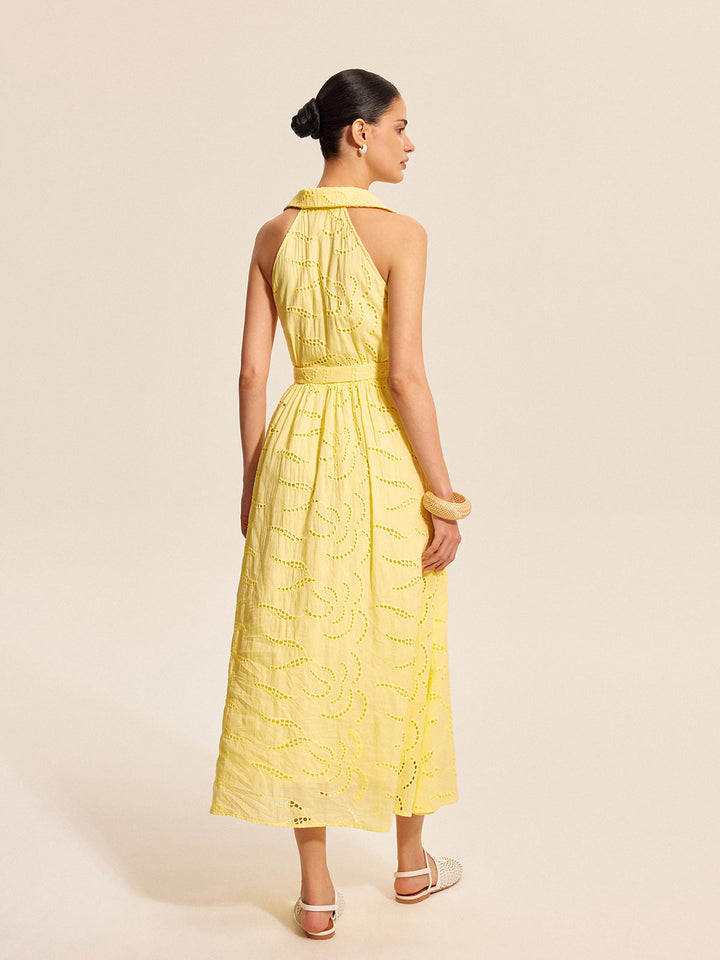 Cotton Belted Embroidered Dress  Liora Lane Boutique Dresses