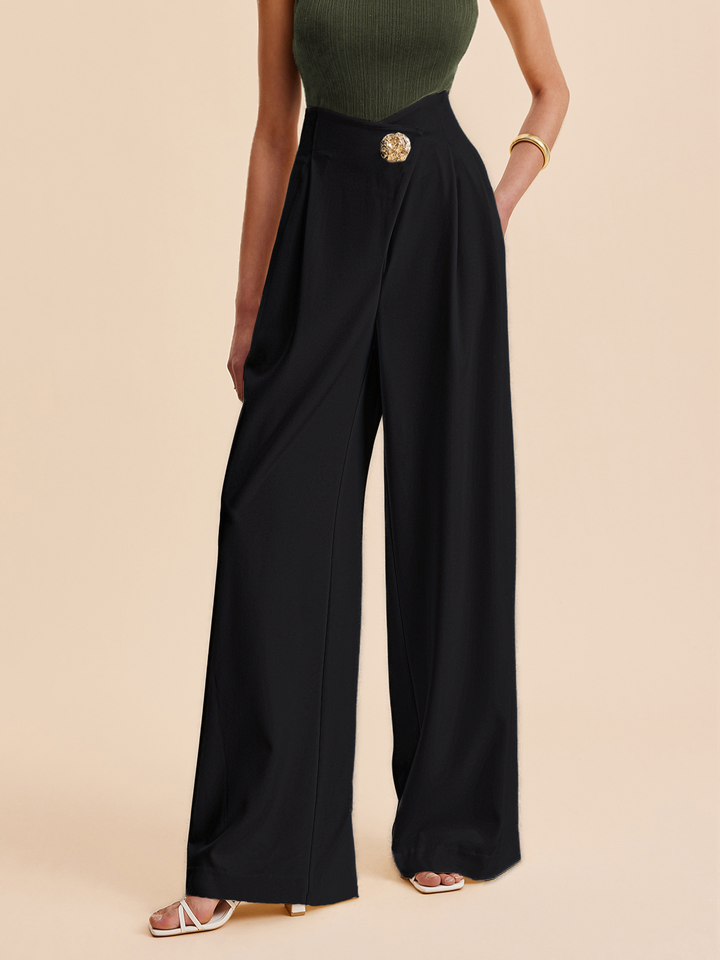 Embellished High-Waist Wide-Leg Pants  Liora Lane Boutique Pants Black / XL 54.00