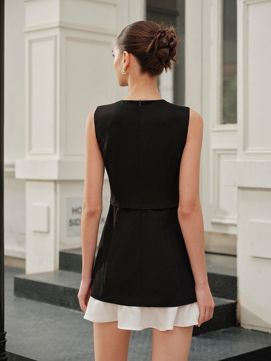 Pockets Ruffled Hem Buttoned Sleeveless Dress  Liora Lane Boutique Dresses