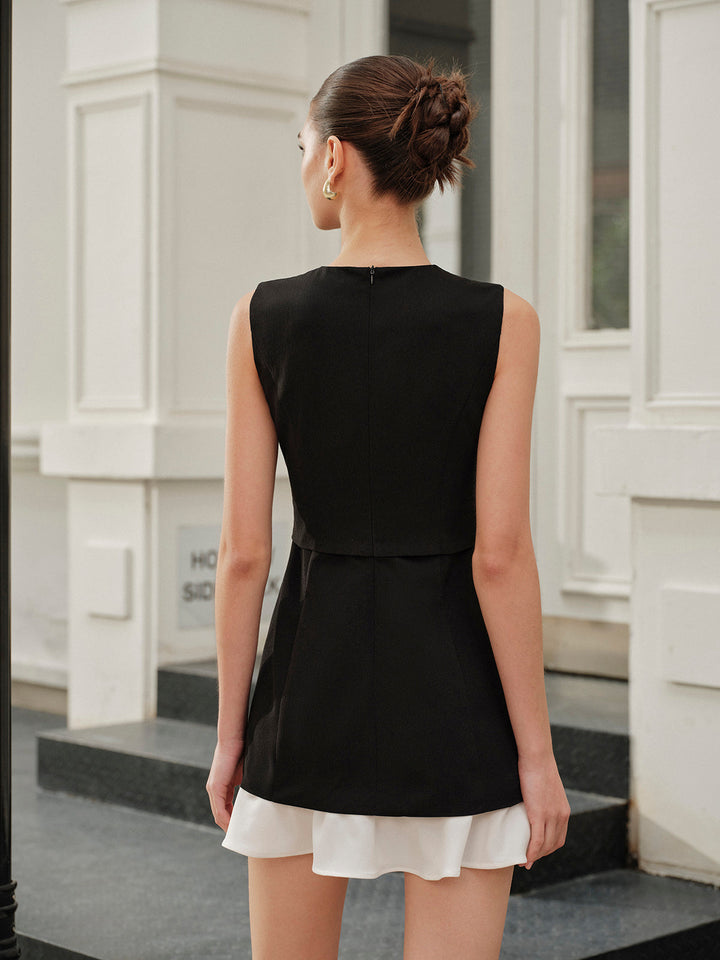 Pockets Ruffled Hem Buttoned Sleeveless Dress  Liora Lane Boutique Dresses