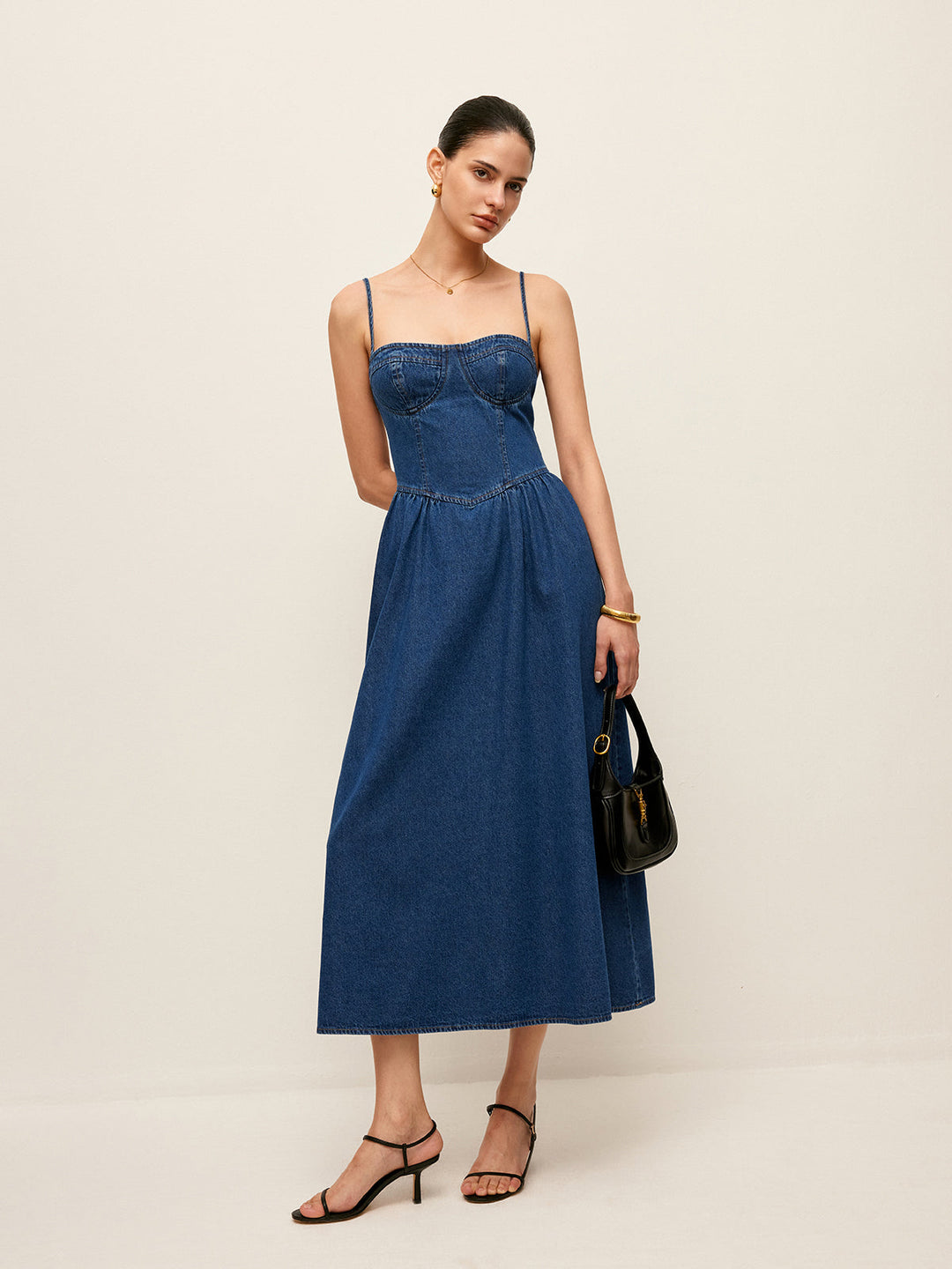 Sweetheart Collar Denim Dress  Liora Lane Boutique Denim Dresses