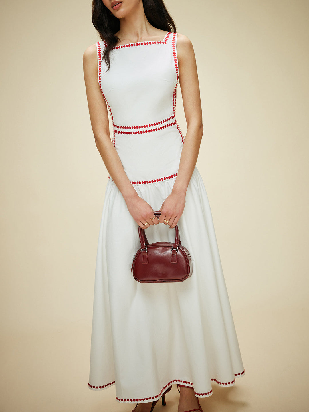 Cotton Contrast Trim Back Tie Dress  Liora Lane Boutique Dresses