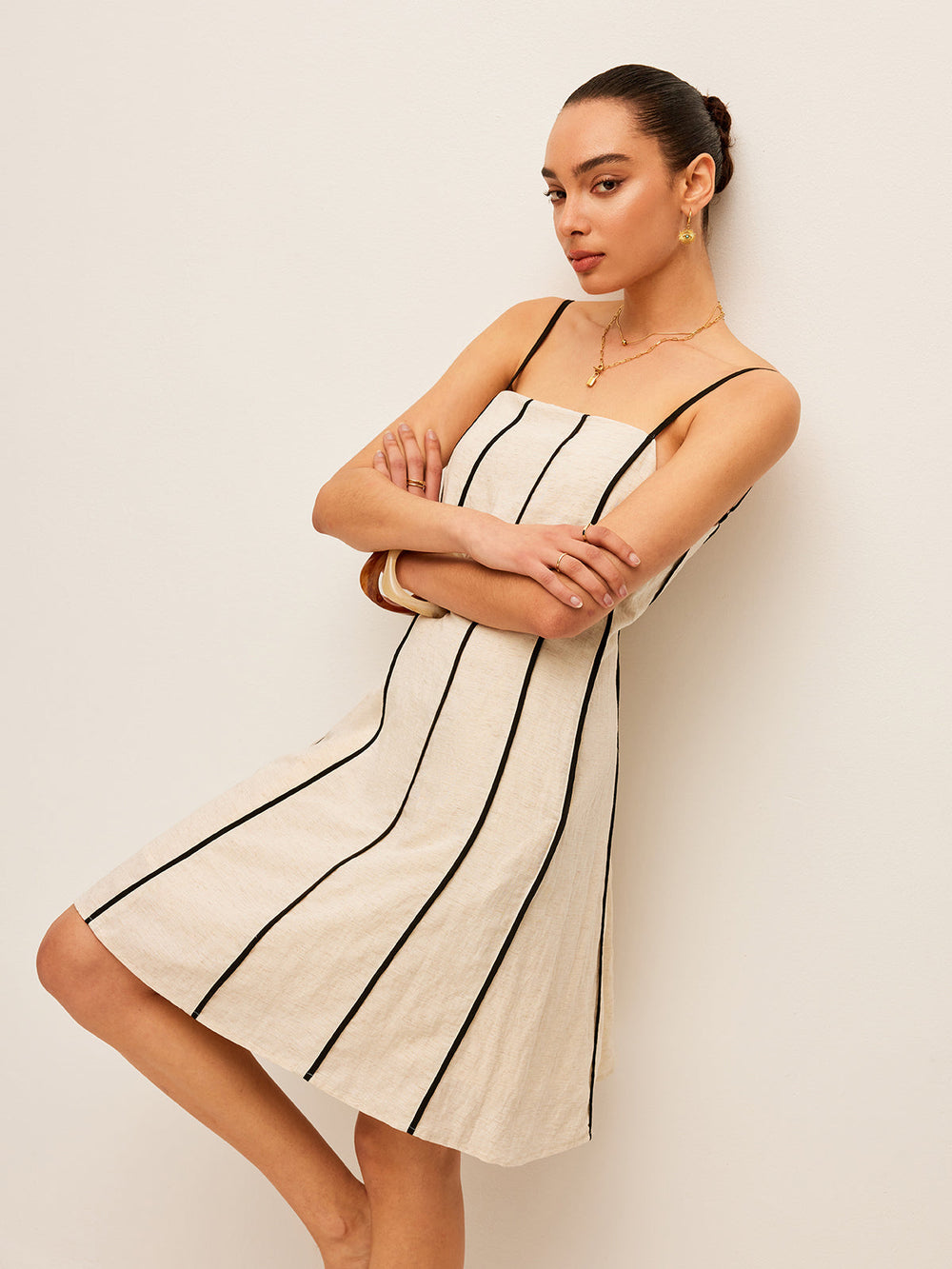 Cotton & Linen Striped Dress  Liora Lane Boutique Dresses