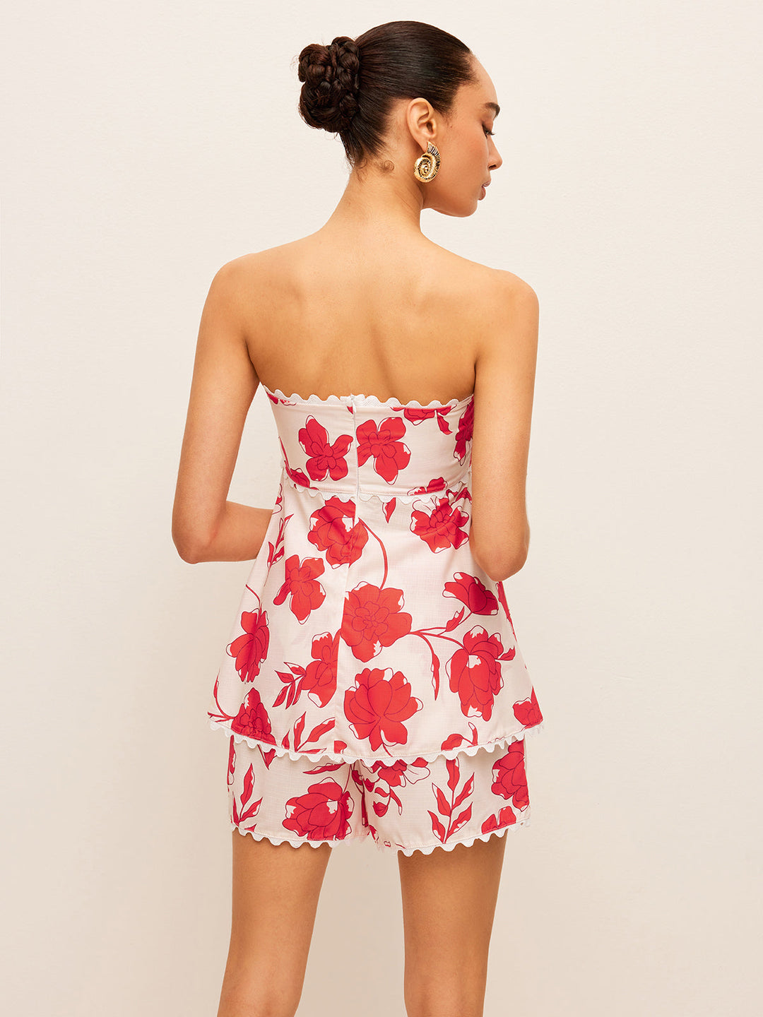 Floral Strapless Top With Pockets Shorts Set  Liora Lane Boutique Pant Sets