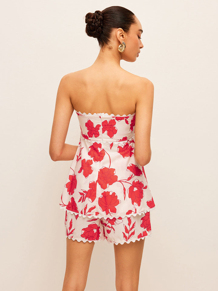 Floral Strapless Top With Pockets Shorts Set  Liora Lane Boutique Pant Sets