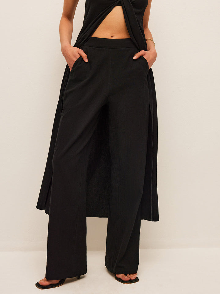 Cotton & Linen Tie-Front Top With Pants Set  Liora Lane Boutique Pant Sets