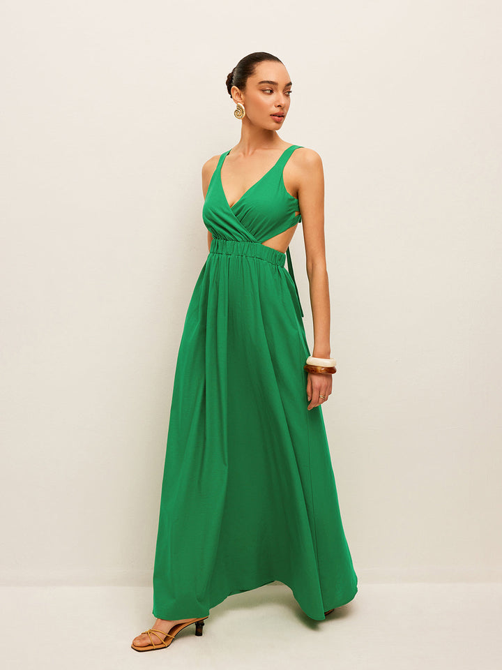 Cotton & Linen Back Tie Detail Dress  Liora Lane Boutique Dresses