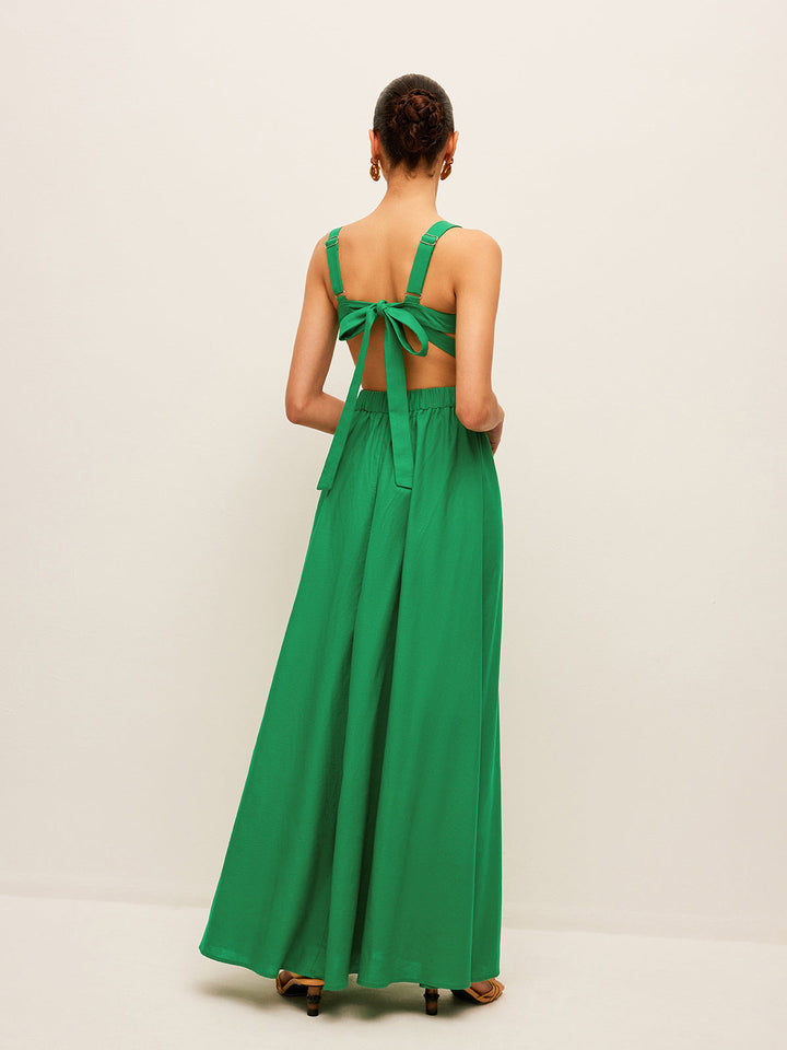 Cotton & Linen Back Tie Detail Dress  Liora Lane Boutique Dresses