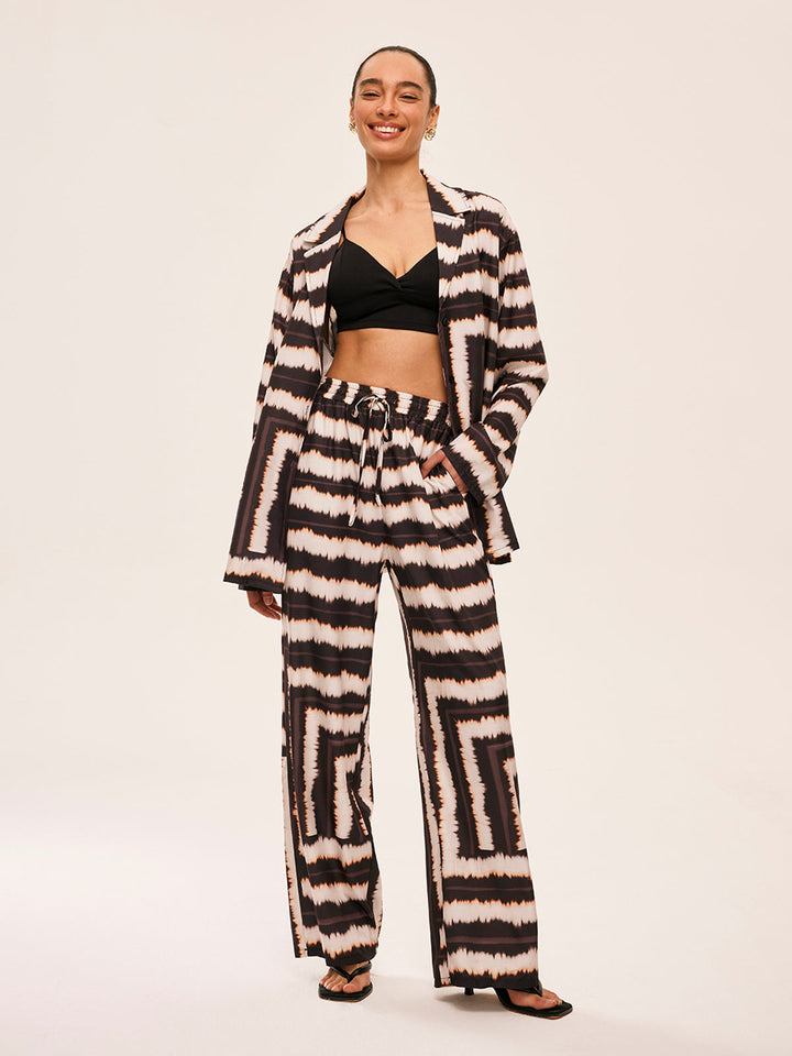 Geometric Color-Block Pants Set With Pockets  Liora Lane Boutique Pant Sets