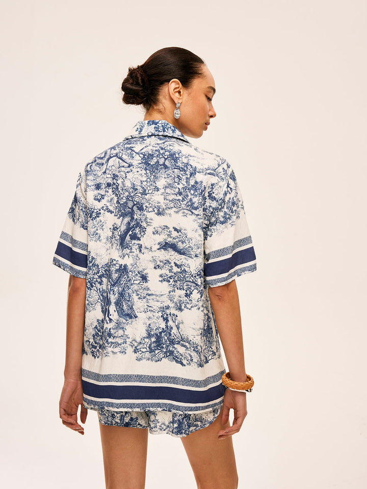 Printed Contrast Trim Shorts Sets  Liora Lane Boutique Short Sets