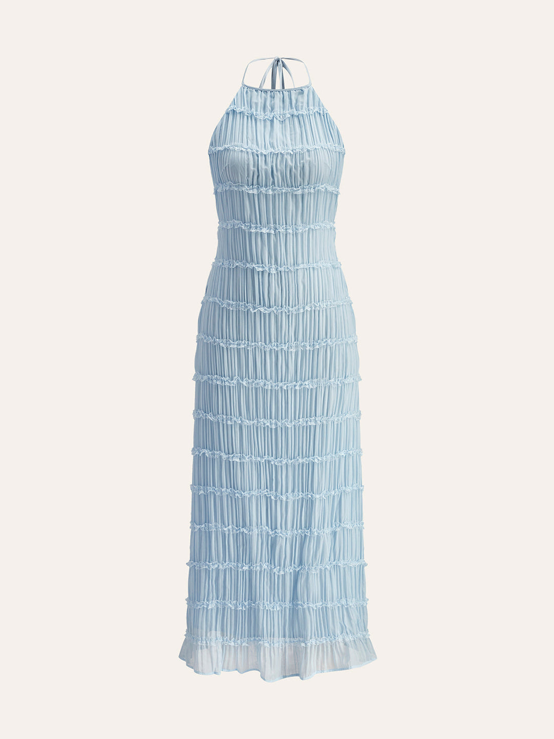 Halter Strappy Back Ruffled Dress  Liora Lane Boutique Dresses Blue / XL 55.00