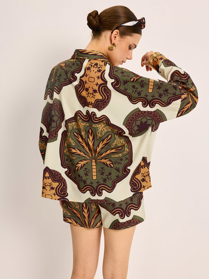 Printed Shirt Shorts Set  Liora Lane Boutique Short Sets