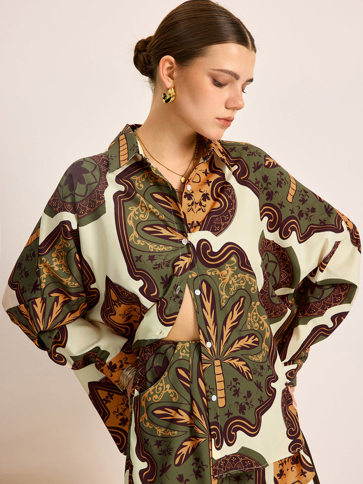 Printed Shirt Shorts Set  Liora Lane Boutique Short Sets