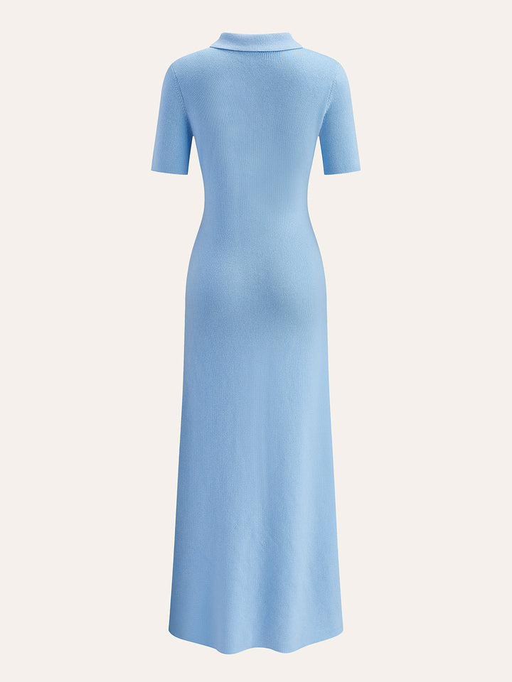 Metal Button Collar Midi Dress  Liora Lane Boutique Knit Dresses