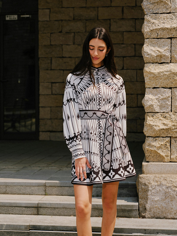 Linen Blend Long Sleeve Belted Dress  Liora Lane Boutique Dresses