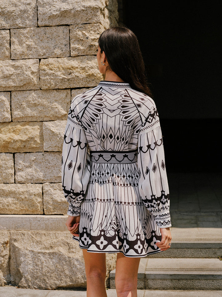Linen Blend Long Sleeve Belted Dress  Liora Lane Boutique Dresses