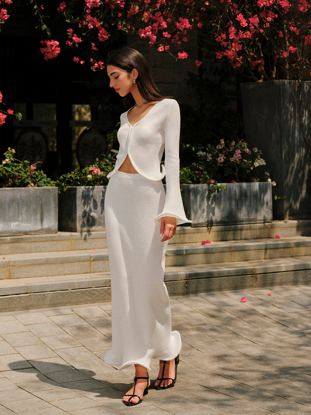 Ruffled Hem Knit Cardigan  Liora Lane Boutique Cardigans