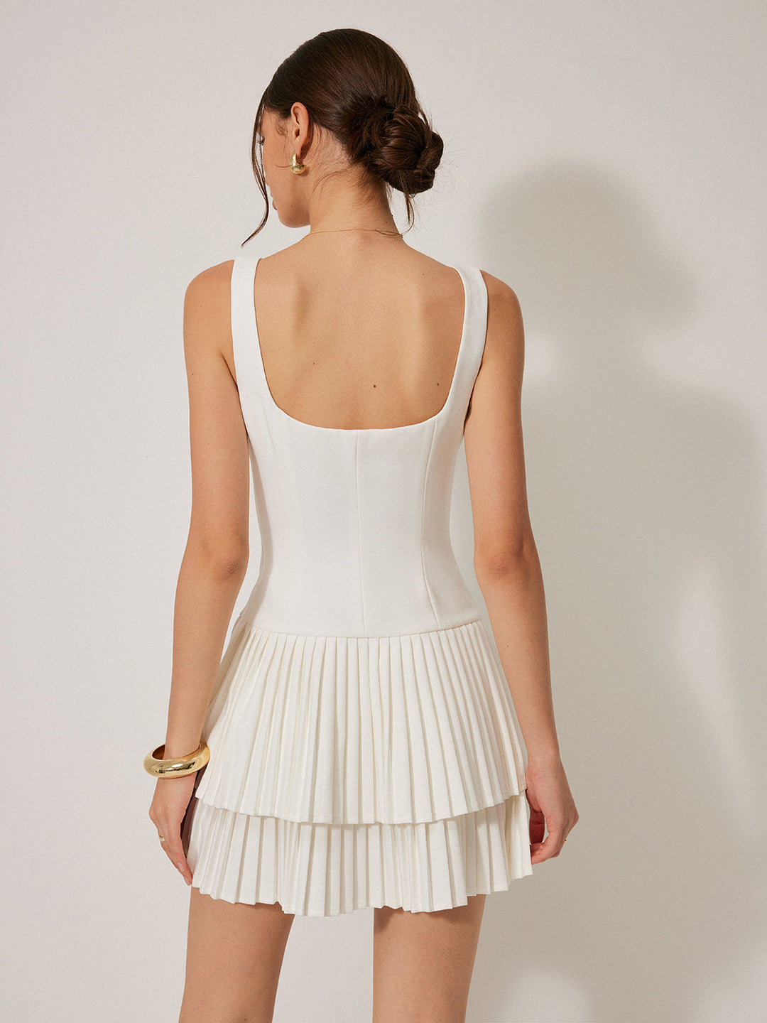 Square Neck Pleated Dress  Liora Lane Boutique Dresses