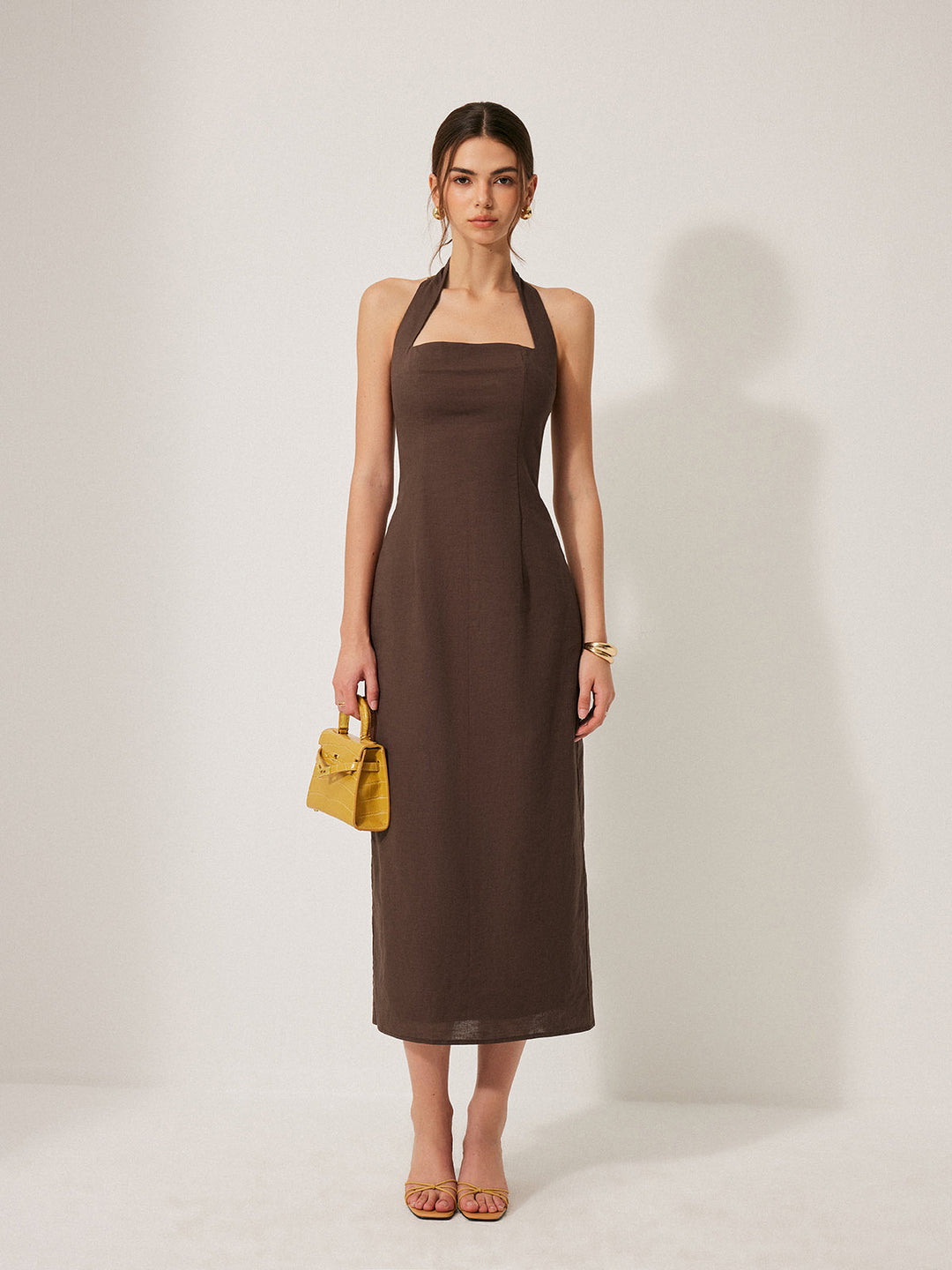 Cotton & Linen Halter Backless Split Dress  Liora Lane Boutique Dresses