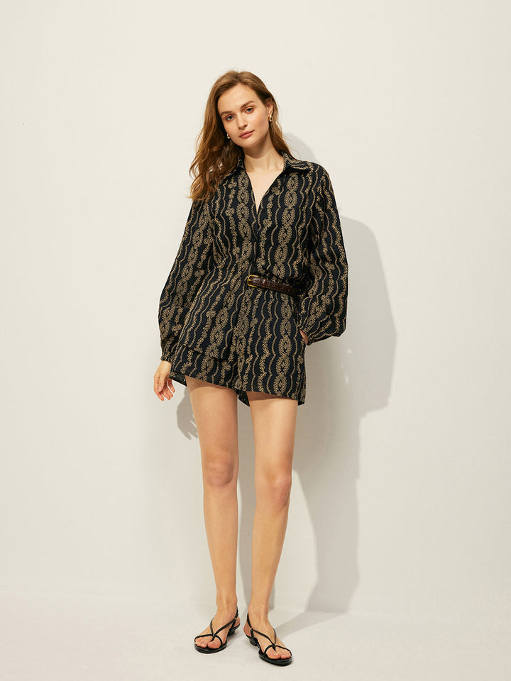 Printed Shirt Shorts Set Without Belt  Liora Lane Boutique Short Sets