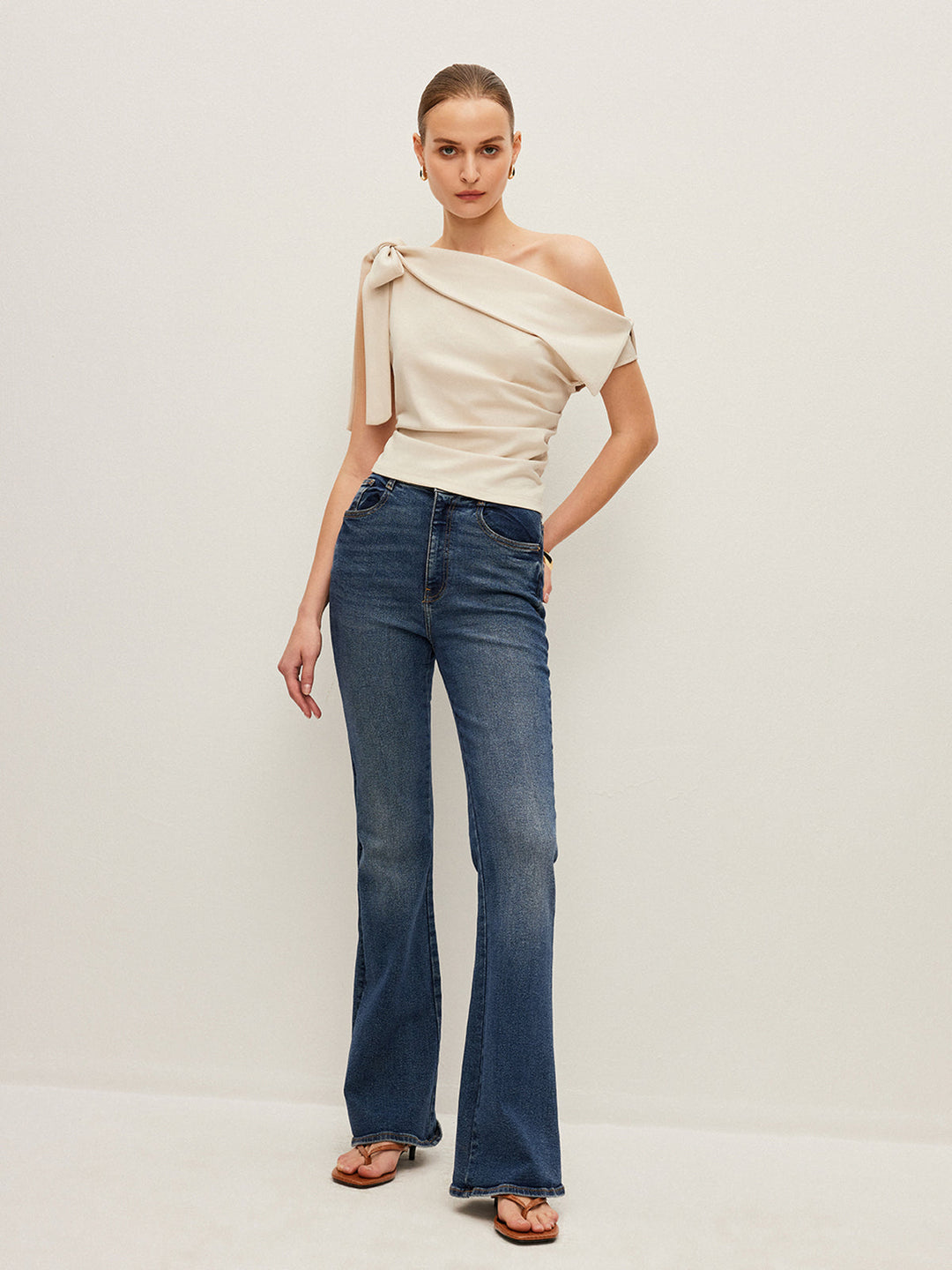 One-Shoulder Top With Bow Detail  Liora Lane Boutique T-Shirts