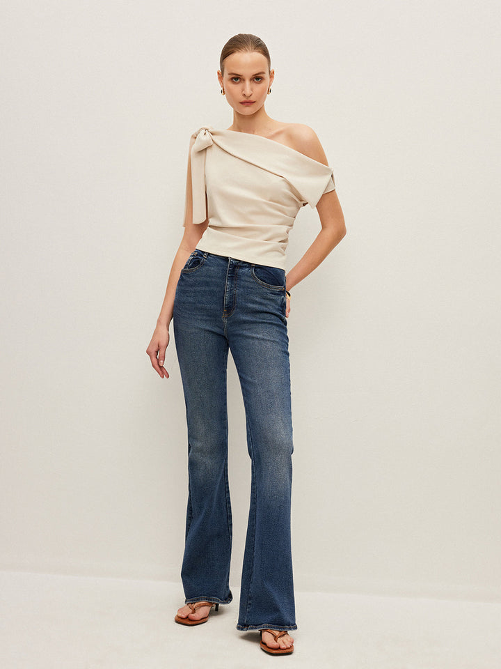 One-Shoulder Top With Bow Detail  Liora Lane Boutique T-Shirts