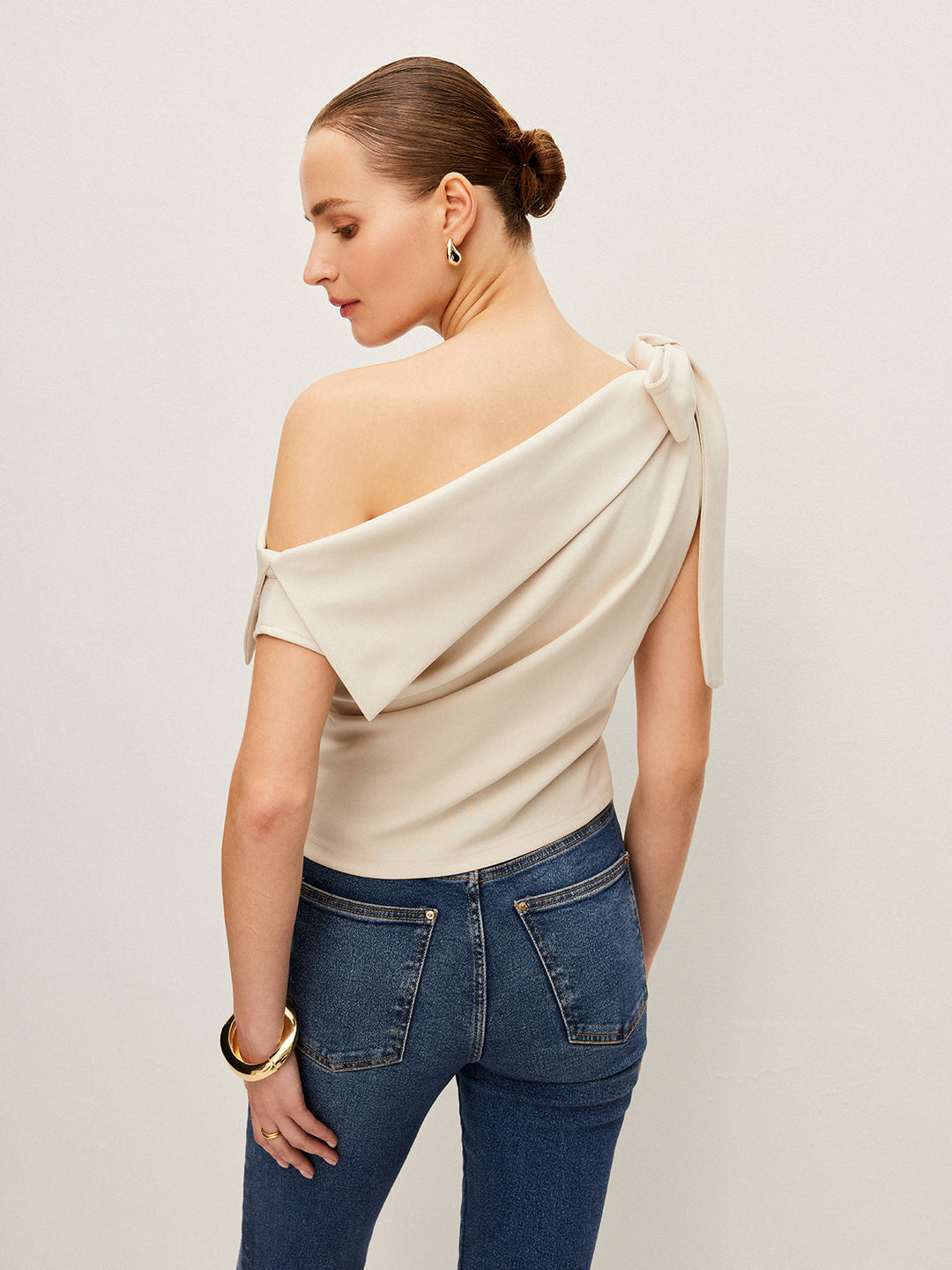One-Shoulder Top With Bow Detail  Liora Lane Boutique T-Shirts