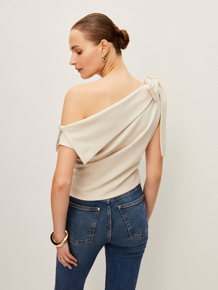 One-Shoulder Top With Bow Detail  Liora Lane Boutique T-Shirts