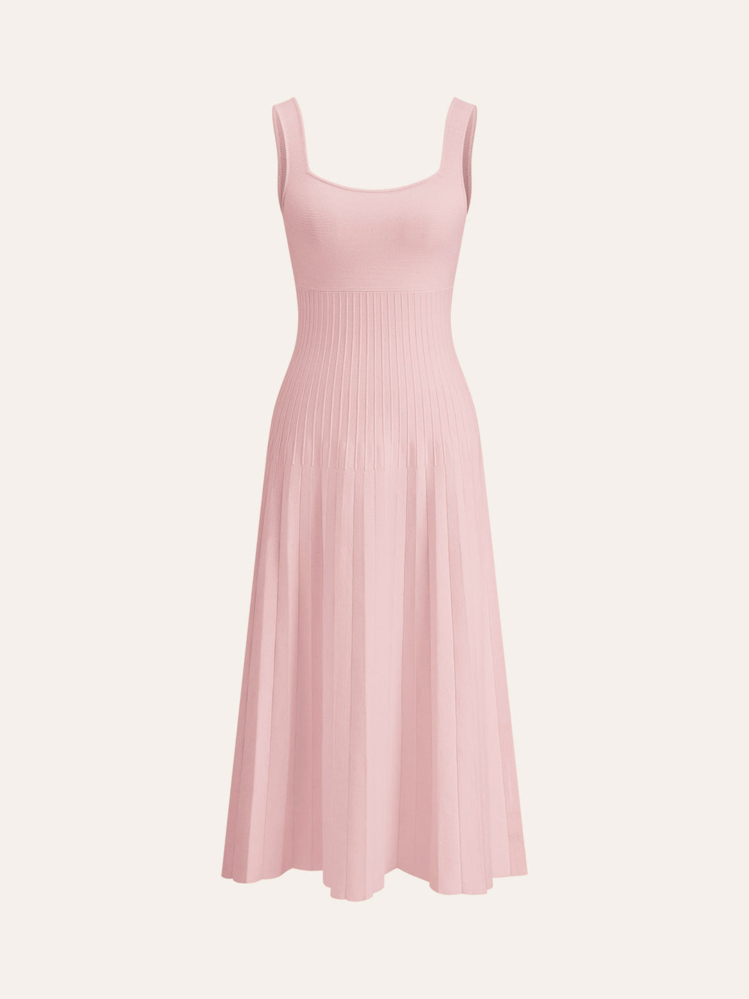 Square-Neck Ribbed Knit Dress  Liora Lane Boutique Knit Dresses Pink / XL 69.00