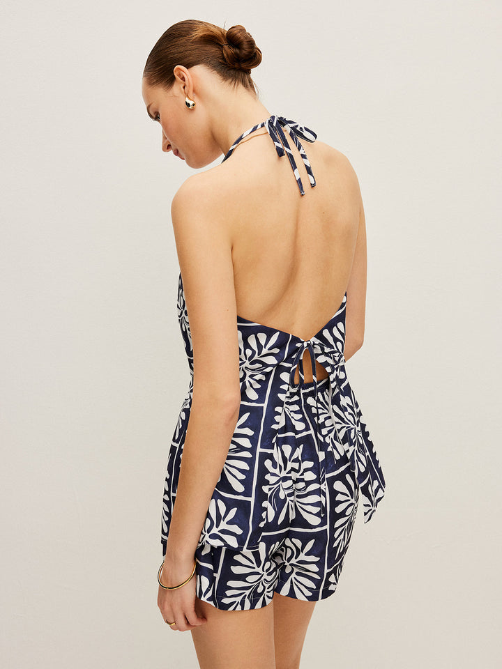 Floral Print Halter Top With Shorts Set  Liora Lane Boutique Short Sets