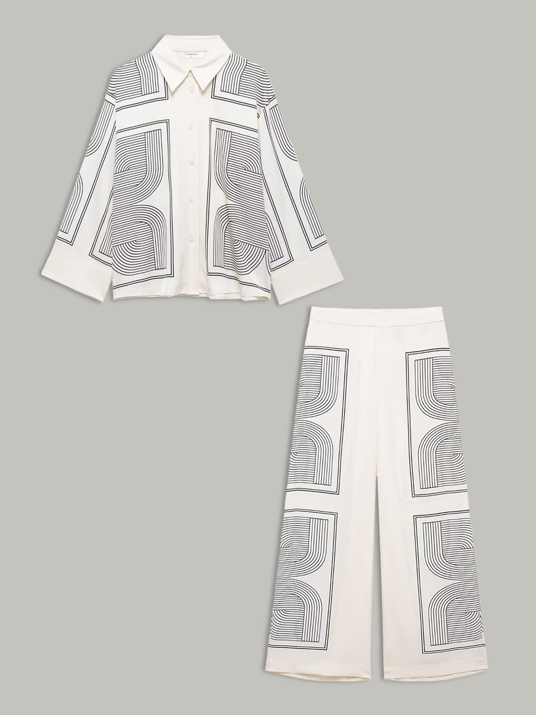 Mid-Waist Geometric Print Wide-Leg Pants  Liora Lane Boutique Pants