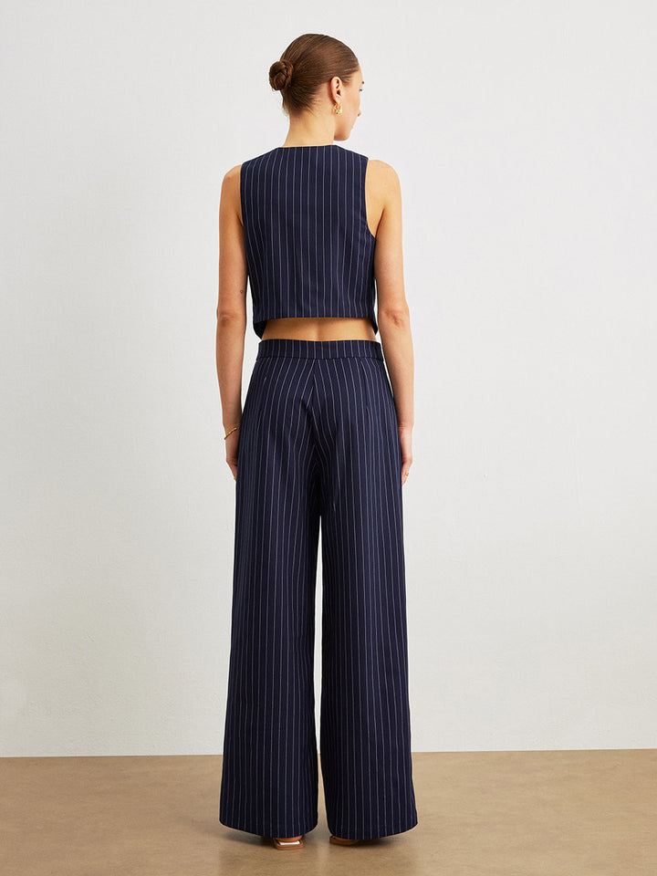 Pinstripe Pants Set With Pockets  Liora Lane Boutique Pant Sets