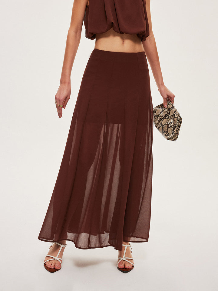 Chiffon Semi-Sheer A-Line Skirt  Liora Lane Boutique Skirts